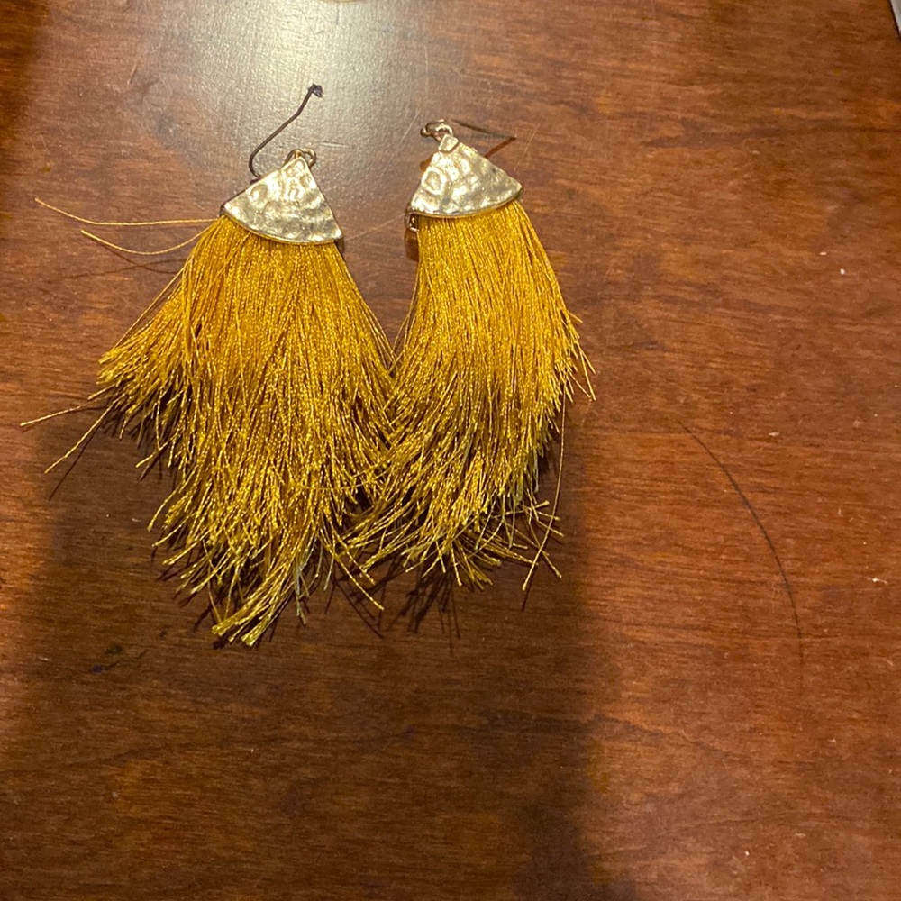 Mustard fan earrings